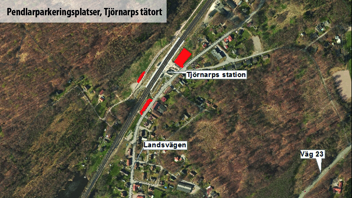 Karta över pendlarparkeringsplatser i Tjörnarp